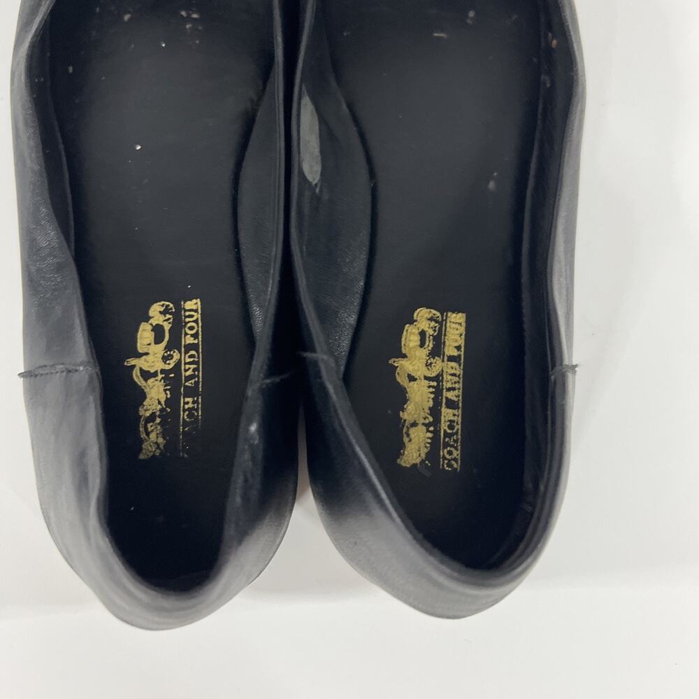 Coach and Four Flats Shoes Womens 9.5 Black Leather Slip On Pointed Toe - Picture 8 of 9